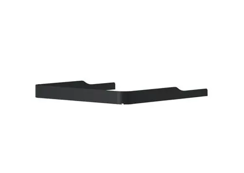 Schwarze Blende von Stiebel Eltron, die eine einfache, geradlinige Form hat. Sie besteht aus einem stabilen Material und hat an den Seiten Aussparungen.